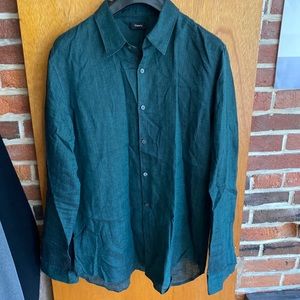 Theory green linen button down